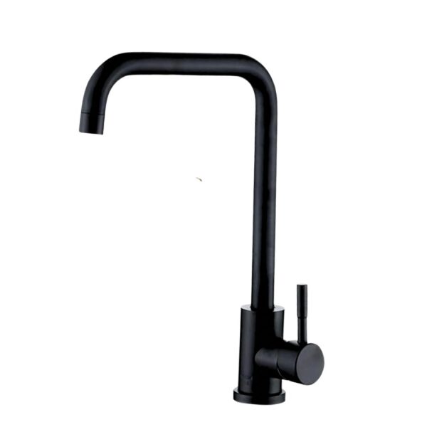 Muett LuxeFlow Matte Black Kitchen Mixer gooseneck tap on modern kitchen island