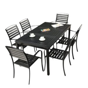 Muett TerraBlack 7-Piece Outdoor Dining Set for modern patio and garden