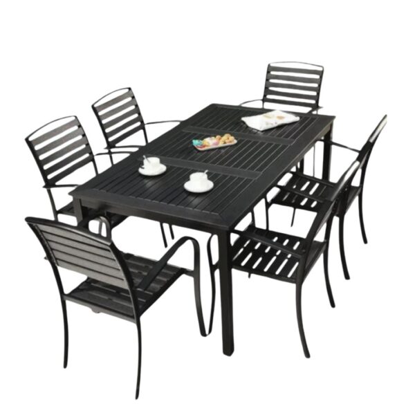 Muett TerraBlack 7-Piece Outdoor Dining Set for modern patio and garden