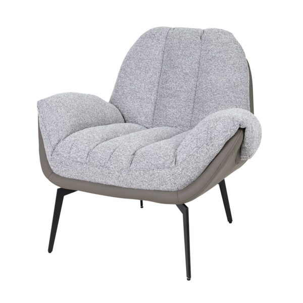 Muett Ash Grey Plush Tufted Accent Chair