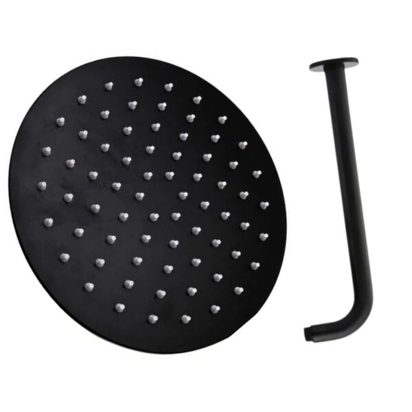 Muett Black Rain 8" Round Shower Head With 40cm Shower Arm