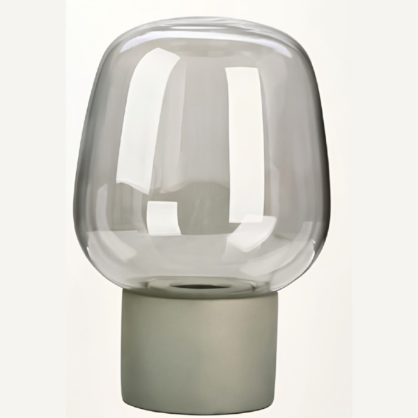 Modern Smoky Glass Table Lamp with Stoneware Base