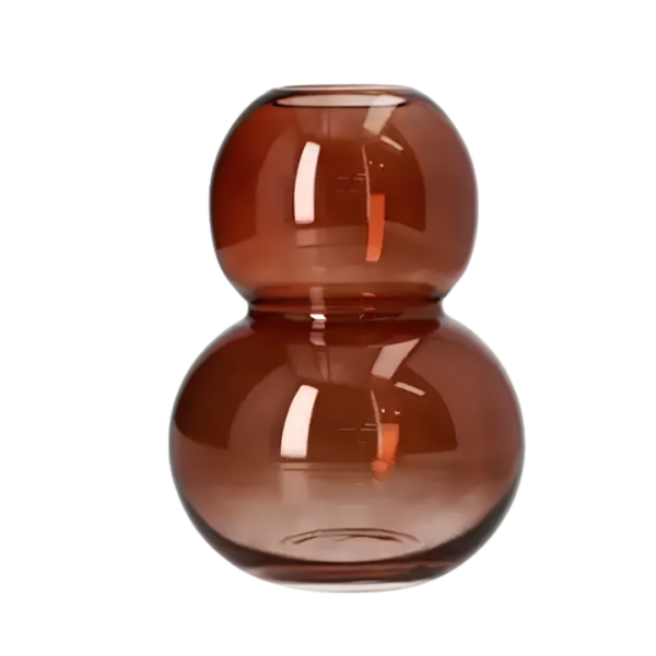 Modern Tinted Glass Double Bubble Vase – Rich Amber Chestnut